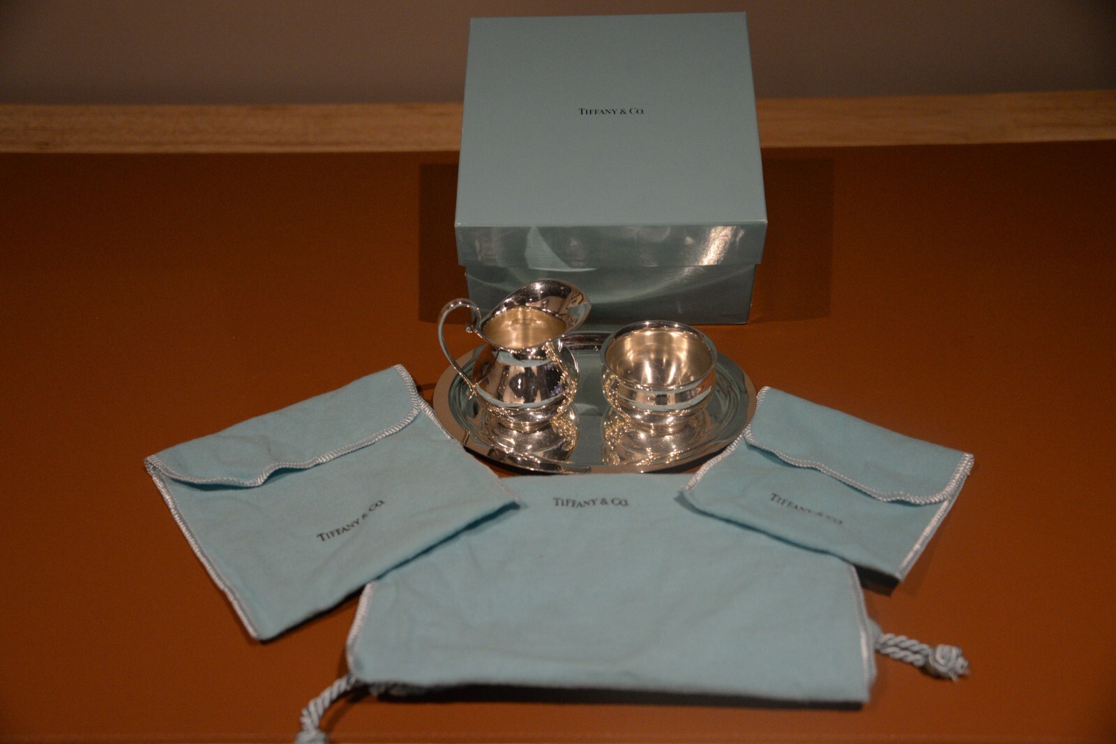 Tiffany & Co. Makers Sterling Silver Sugar Bowl & Creamer Set