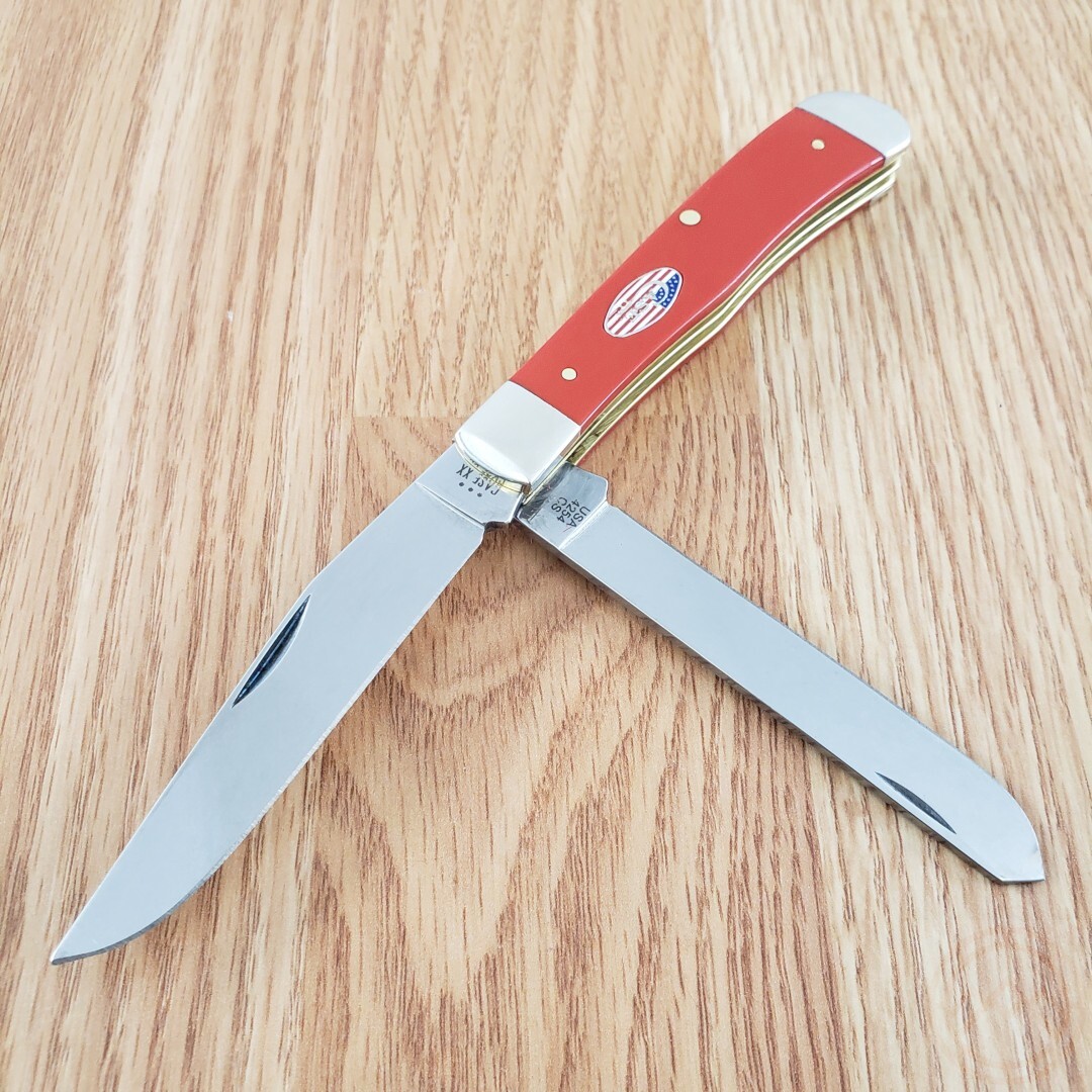 Case XX Trapper Pocket Knife Carbon Steel Blades Red Smooth