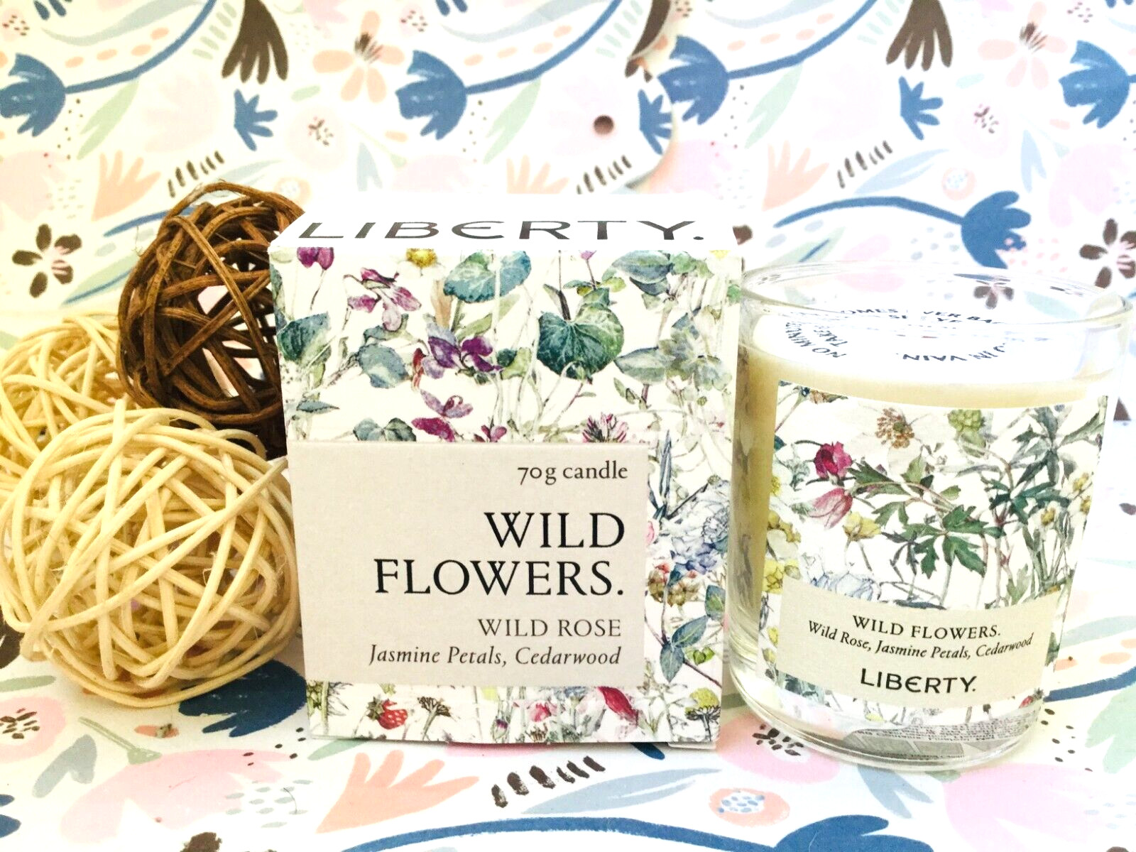 Liberty London Wild Flowers Wild Rose Jasmine Cedarwood Candle Votive Vegan 70g