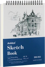 9" X 12" Sketch Book, Hardcover Sketchbook, Top Spiral Bound Sketch Pad, 100 She