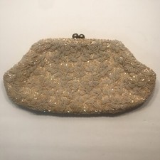 Vintage Beaded Purse Snap Clutch Hand Made Micheri in British Crown Colony