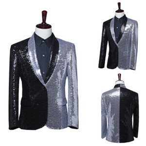 white and silver suit jacket