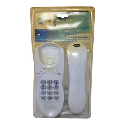 AT&T Design Line 146 Corded Telephone 10 Number Memory White Wall Desk ...