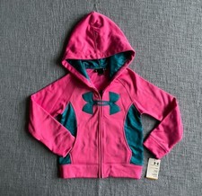 NWT Under Armour Girls Pink Blue Zip Hoodie Jacket Size 4 Kids/Youth