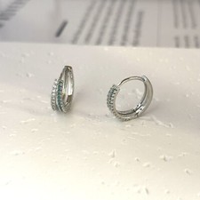 14mm Double Rows CZ Cubic Zirconia Hoop Earrings for Men Women Streetwear