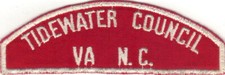 BOY SCOUT RWS TIDEWATER COUNCIL / VA N.C. RED & WHITE FULL STRIP 