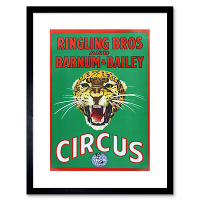 Ringling Bros Barnum Bailey Zirkus Jaguar gerahmter Wandkunstdruck 9 x 7 Zoll
