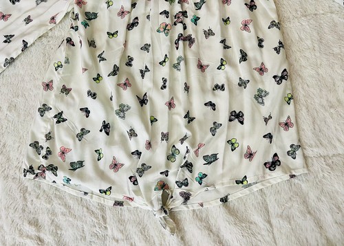 Camicetta SO Off the Shoulder Cravatta Anteriore Bianca Farfalla Taglia Jr 18/20 XXL NUOVA CON ETICHETTE - Foto 9 di 23