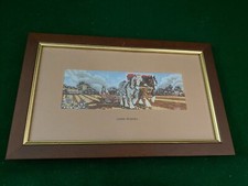 CASHS SILK WOVEN PICTURE FRAMED 34 x 21 cms ~ SHIRE HORSES