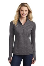 Sport-Tek Women's Sport-Wick Stretch Reflective Heather 1/2-Zip Pullover LST855