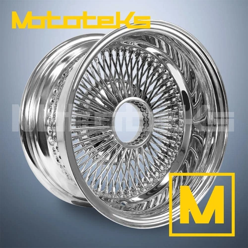 15X8 LUXOR WIRE WHEEL 100 STRAIGHT REV LOWRIDER CHROME RIM SINGLE WHEEL ONLY
