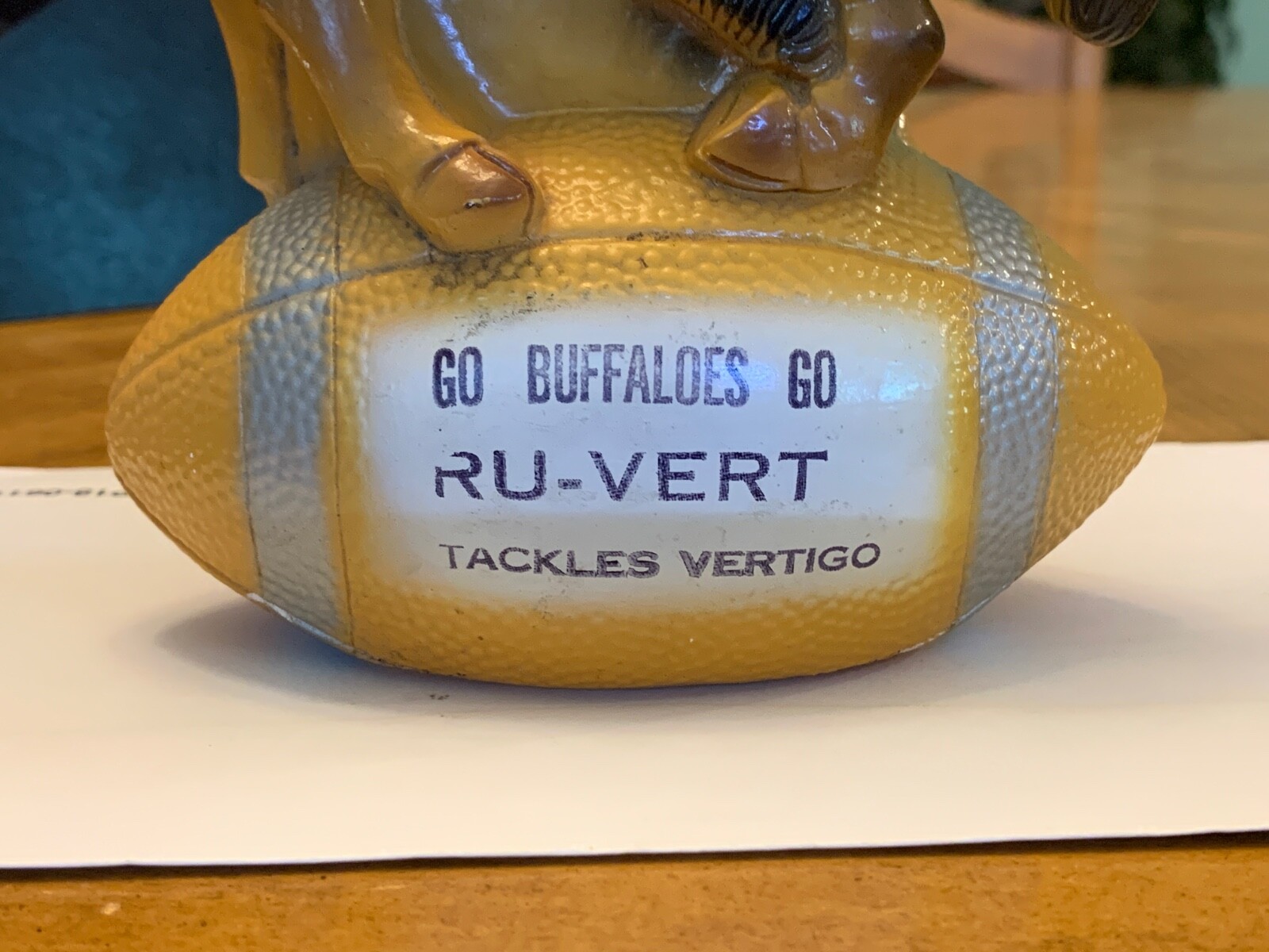 (Rare C.U) “Go Buffalos Go”  RU-VERT Tackles Vertigo Medicine Advertising Statue