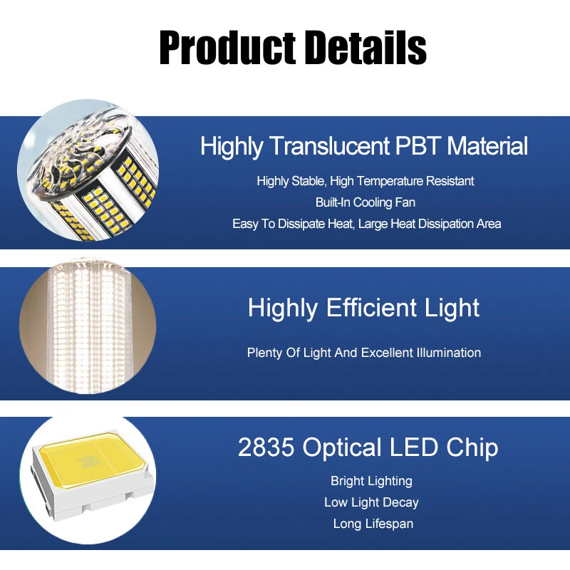 LED Corn Bulb 80/100/120/150/200/240W | 85-265V Natural White/Warm White Light - Image 3 of 4