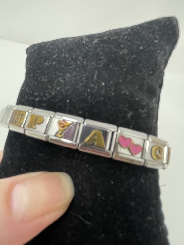 Friendship Italian Modular Charm Bracelet Enamel Heart Letters P A G SS - Picture 4 of 17