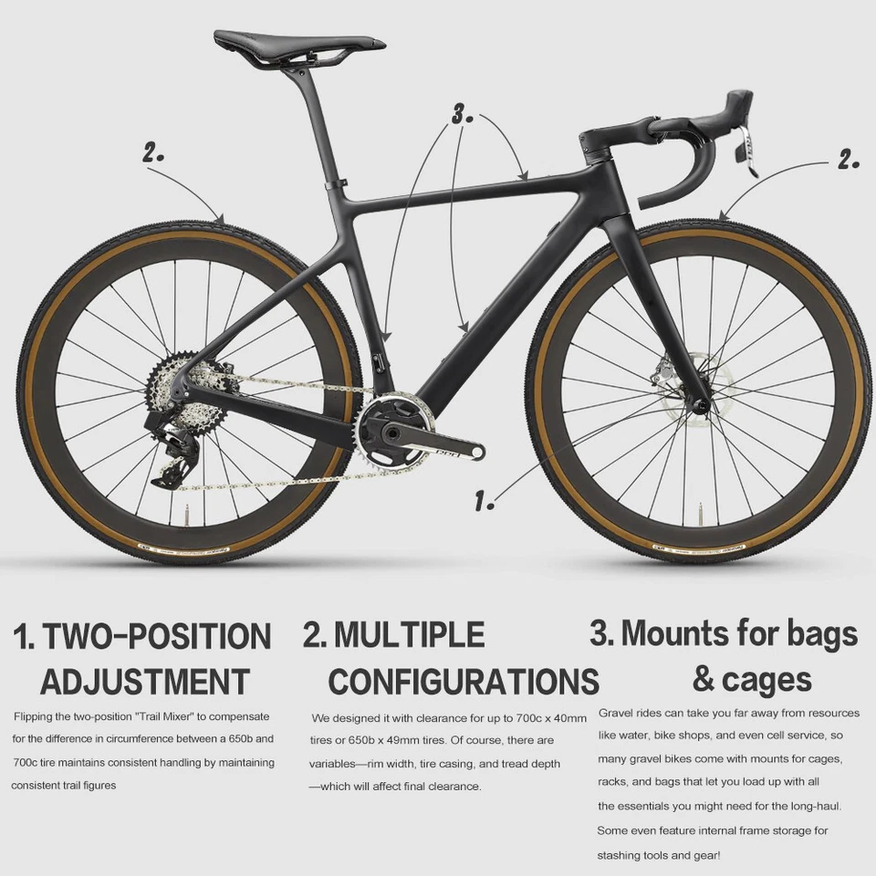 AIRWOLF 700*40C T1100 Carbon Gravel Rahmen Reiserad Road Bike Kohlefaser Frame - Bild 2 von 4