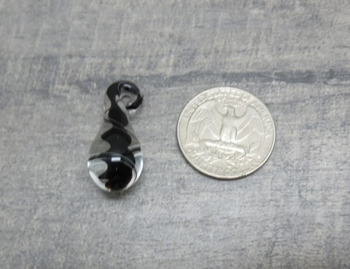 Small Glass Teardrop Suncatcher Ornament 1 Inch Clear Black Twist Inside Twisted - Picture 3 of 8