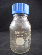 KIMAX Glass 250mL Coated Graduated Media Storage Bottle w/ GL45 Screw Cap 1/PK B