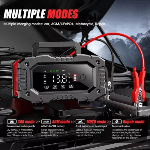 20A 12V 24V 20 Amp Car Battery Smart Charger for Lead Acid LiFePo4 AGM battery - Picture 2 of 11