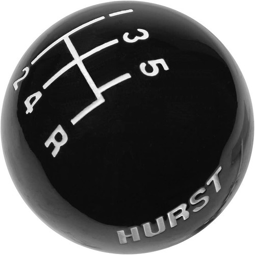 5 speed logo imprinted shift knob BLACK 3/8"-16 for Hurst chrome shifter sticks - Picture 2 of 4