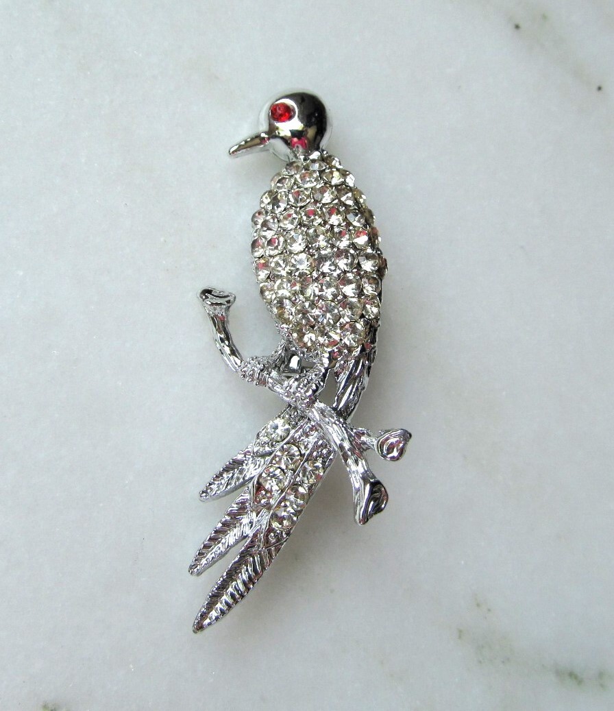Vintage Rhinestones Silver Tone Bird Brooch Pin C3565 | eBay
