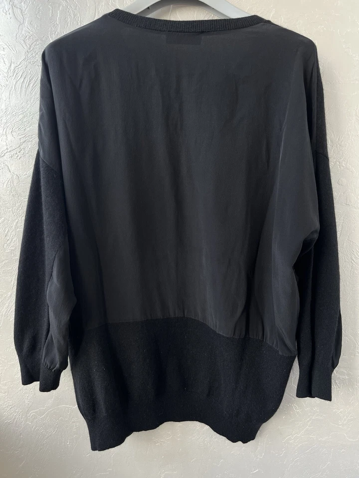 BRUNELLO CUCINELLI Black Women’s Round Neck Sweater Jumper Sz 6 8 M L Silk 3/4 - Image 2 of 4