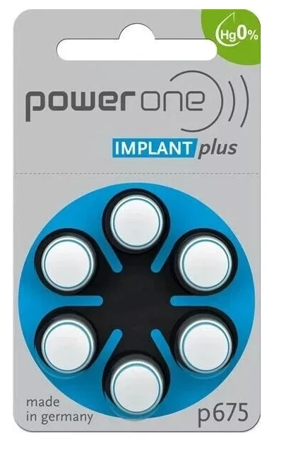 POWER-ONE 30 pile batterie Powerone Implant plus 675 PR44 per impianto cocleare cochlear