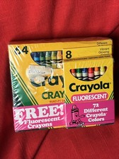 Crayola Crayon 64 Count Plus 8 Extra Fluorescent 72 Total NOS Sealed Vtg 1989