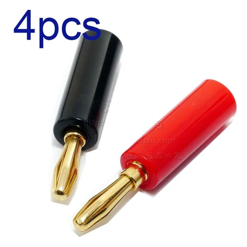 4x Gold Plated 4mm Banana Plug Connectors Adapter Speaker Wire Audio Cable