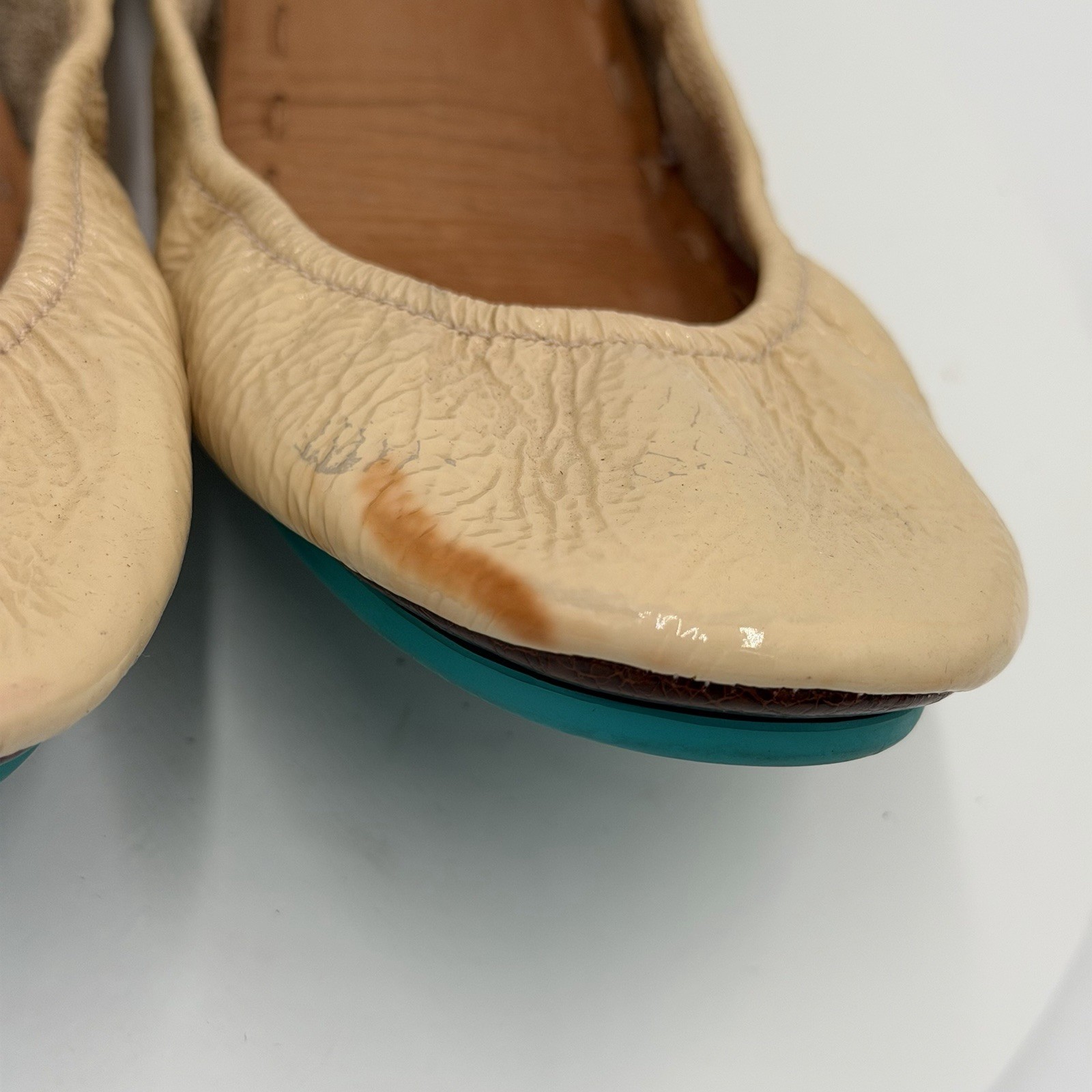 Tieks by Gavrieli Women's Biscotti Beige Patent Leather Foldable Ballet Flats 9