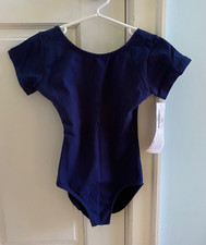 Navy Blue Eurotard Short Sleeve Dance Leotard Child Int 6x-7 1043