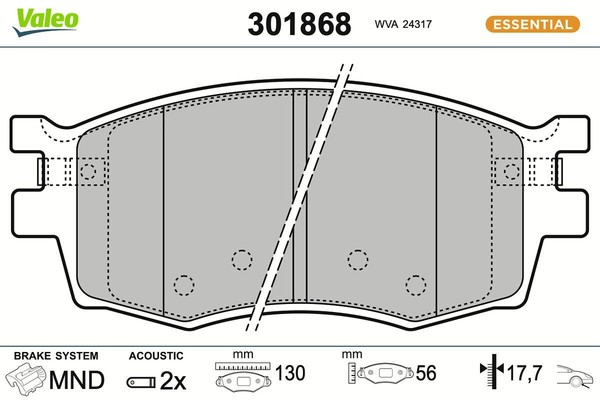 NEU - Valeo 301868 Bremsbelagsatz, Scheibenbremse FüR Hyundai KIA-image