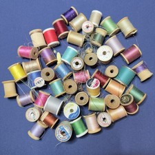Vintage antique new wooden thread spools star mercerized Coats Clark lot of 52