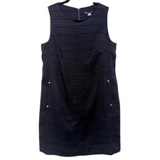 Tommy Hilfiger Prep Office Dark Academia Women 8 Navy Blue Sleeveless Dress NWT