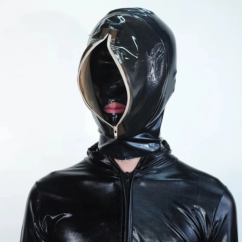 Latex Gummi Mask hood black & transparent black 0.4mm