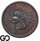 1902 Indian Head Cent Penny, Choice AU+