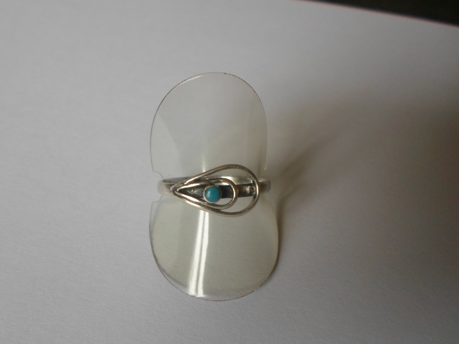 solid silver ring, openwork, turquoise cabochon, … - image 9