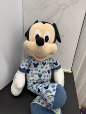 Disney Plush Mickey Mouse Just Play Blue Pajamas Rainbows Hearts 18"