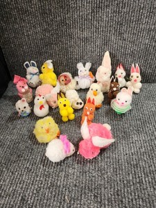 Vintage HANDMADE POM POM EASTER BUNNY AND CHICK lot