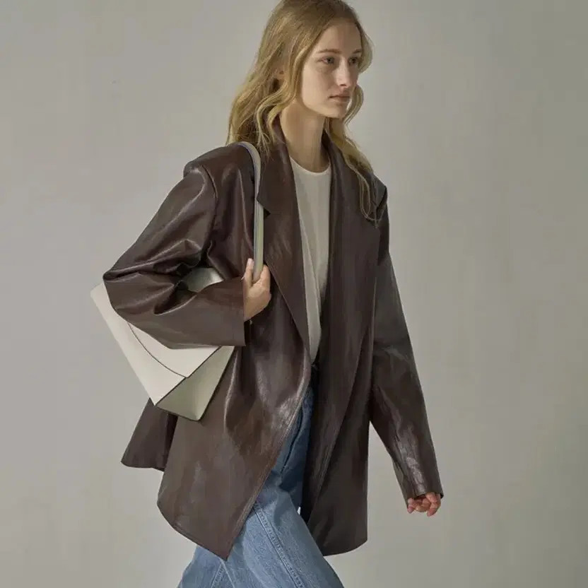 Facade Pattern Leather Jacket - Brown, S Size, Pr… - image 2