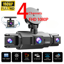 HD 1080P 360  Dash Cam 4 Channel Driving Recorder Car Front Rear Camera IR DVR