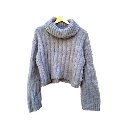 Wild Fable Fuzzy Turtleneck Sweater Cozy Boxy Charcoal Grey L Large NWT