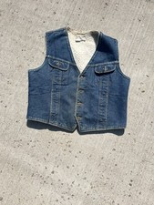 1970S Lee  s Stormrider Sherpa Lined Denim Vest Tag Size XL Very Worn.