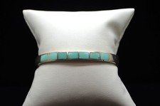Sterling Silver Blue Stone Cuff Bracelet 4.75" FME986