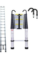 6.2m Telescopic Ladder 20.3FT with Detachable Hook Extension Ladder Heavy Duty