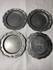 Dura Cast Pewter Hand Crafted Metal 7.5โ Plates #DC 6001 Made In USA Set Of 4