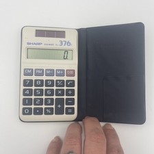 SHARP ELSI Mate EL-376 G Vintage Calculator Solar with Cover