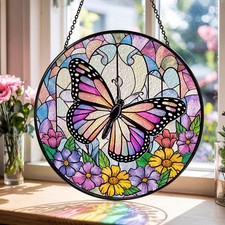 Butterfly Stained Glass Suncatcher: Window Decoration, Home Decor