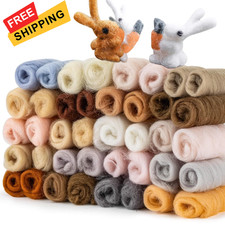 Sukh 40pcs Felting Wool Roving - 20 Dark Colors for Needle...