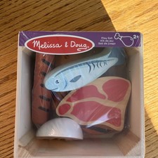 Brand New Melissa  Doug Kids Food Groups Wooden Play Set Meat Egg Protein