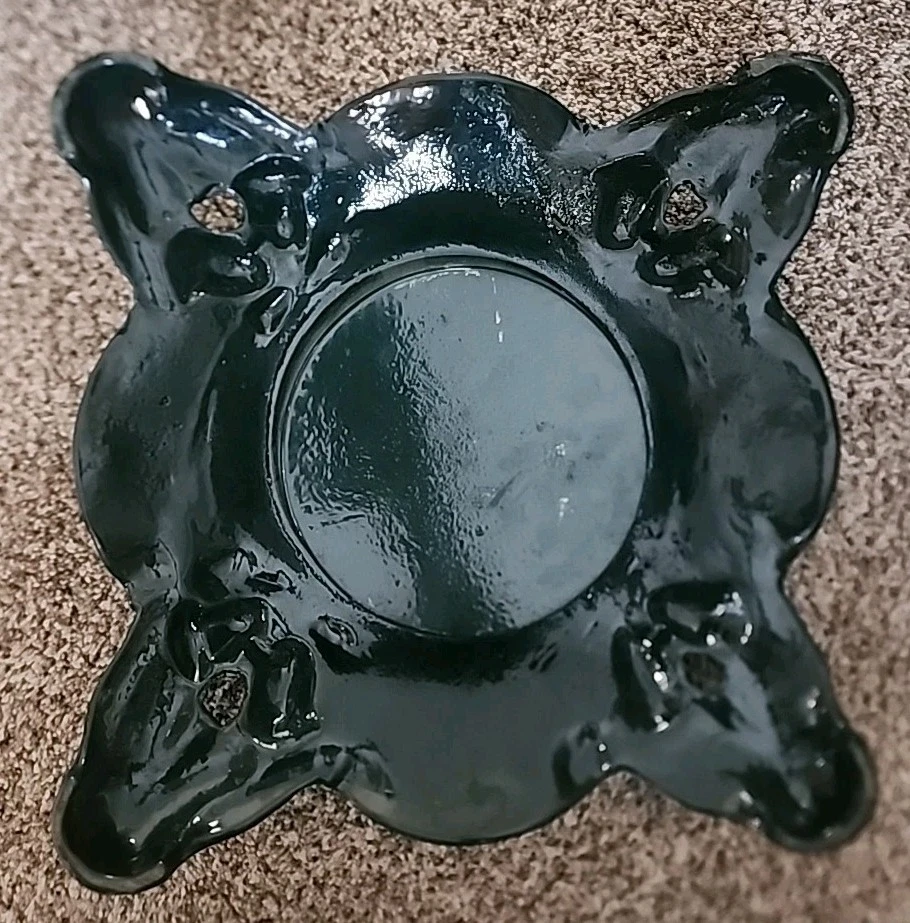 "Soporte de árbol de Navidad verde ornamentado cuadrado esmaltado de hierro fundido vintage 14x14""" Foto 4 de 4